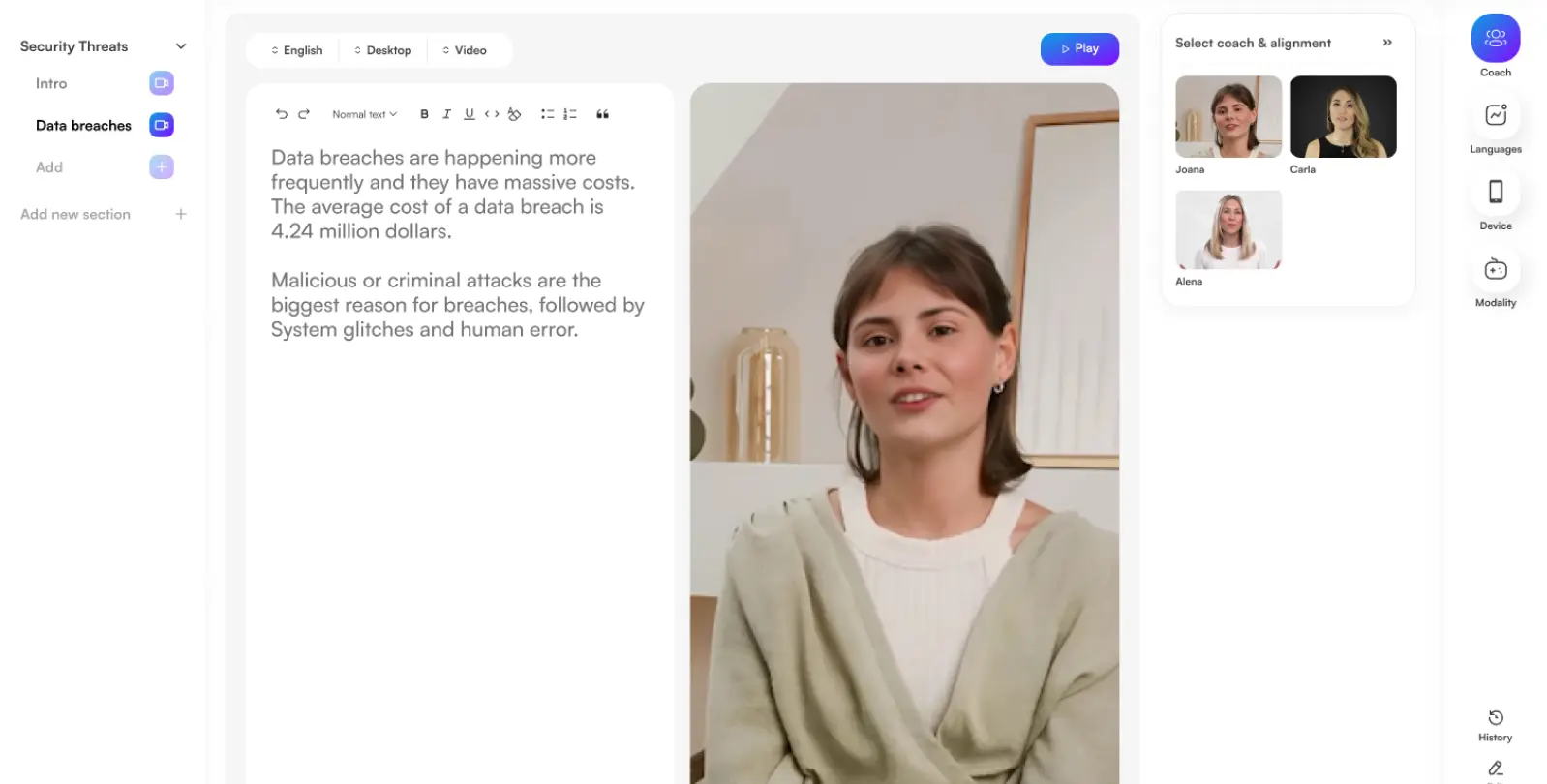 application mockup